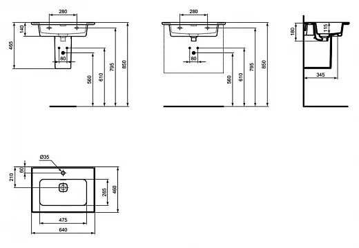 Раковина Ideal Standard Strada II Vanity 64 см, белый, T299101
