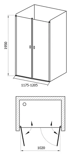 Душевая дверь в нишу Ravak CSDL2-120 Transparent, профиль белый