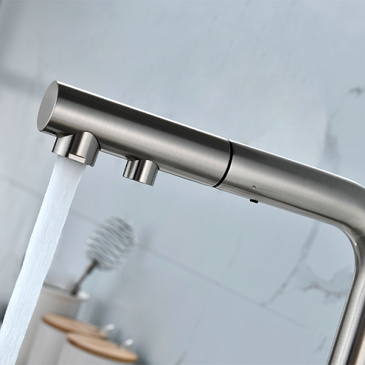 Смеситель PAULMARK SERPENTINE Se213222-NI(BS), (стальной/никель)