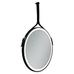 Зеркало Sancos Dames DA650 65, с подсветкой, ремень из натуральной кожи черного цвета, 65 х 65 см