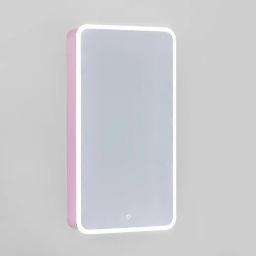 Зеркало-шкаф Jorno Pastel 46 с подсветкой розовый иней