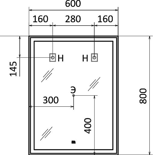 Зеркало Raval Prima 60 с подсветкой Зеркало Raval Prima 60 с подсветкой