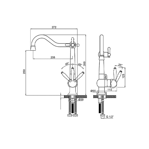 Смеситель PAULMARK RETRO Re213226-GM, (вороненая сталь) Смеситель PAULMARK RETRO Re213226-GM, (вороненая сталь)