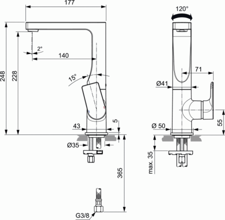 Смеситель для умывальника Ideal Standard EDGE A7111AA
