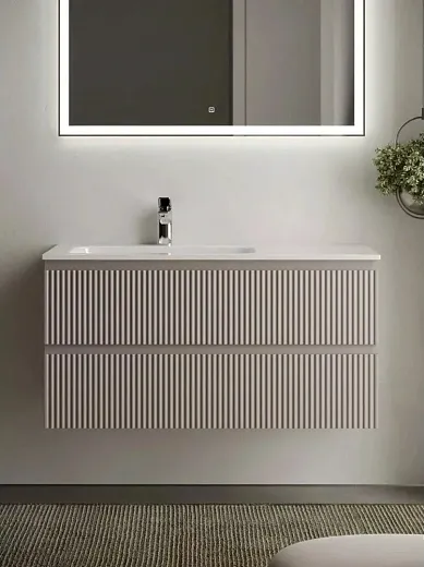 Тумба под раковину Sancos Snob R 100 см подвесная, левая, Doha Soft, SNR100LSM