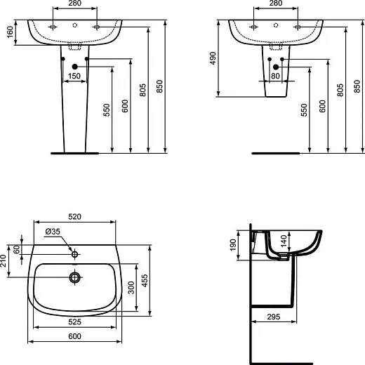 Раковина Ideal Standard Esedra T279801 60 см