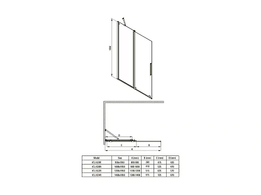 Душевая стенка Deante Prizma Walk-In 100х195 KTJ_N30R