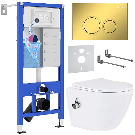 Комплект инсталляции с унитазом 6 в 1 Roxen StounFix Dual Fresh 968097 (состоит из: 710200, Santi 410260G, 530185-01X)