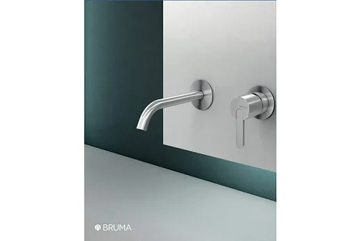 Смеситель для умывальника Bruma X-Alpha длина излива 20см на 2 отверстия, настенный, нержавеющая сталь, 1860104IS