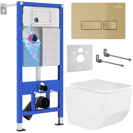 Комплект инсталляции с унитазом 6 в 1 Roxen StounFix Dual Fresh 968081 (состоит из: 710200, Caspia 410280GВ, 530145-01)