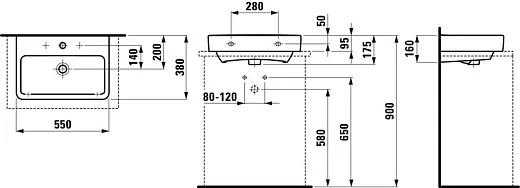 Умывальник накладной Laufen Pro 817958 55x38