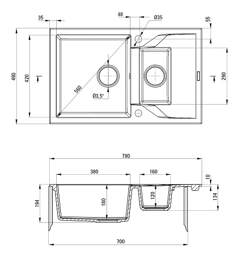 Кухонная мойка Deante Andante ZQN_7513 78x49 песочный