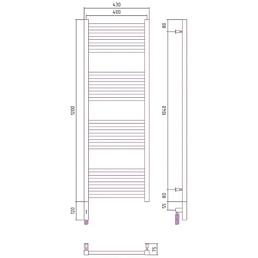 Полотенцесушитель электрический Сунержа Модус 3.0, 1200x400, цвет хром, 00-5700-1240/00-5701-1240 Полотенцесушитель электрический Сунержа Модус 3.0, 1200x400, цвет хром, 00-5700-1240/00-5701-1240