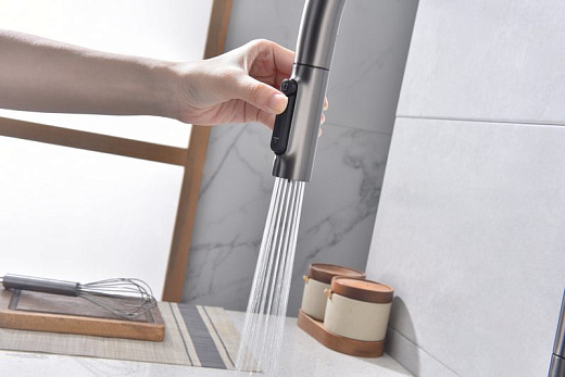 Смеситель PAULMARK UNIVERSAL Un213880-GM, (черный/вороненая сталь)