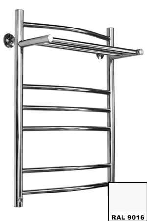 Полотенцесушитель Ростела Свирель D+ нижнее подключение 1/2" 50x70 8 перекладин с полкой белый