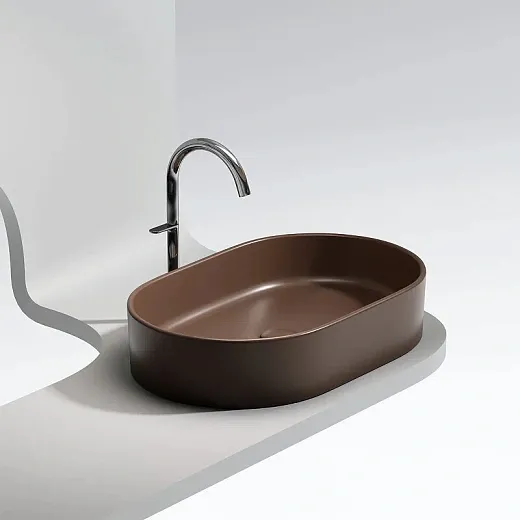 Раковина Ceramicanova Element CN6048MDB, 60 см, сантехфарфор, цвет темно-коричневый матовый