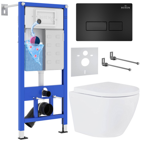 Комплект инсталляции с унитазом 6 в 1 Roxen StounFix Dual Fresh 579124 (состоит из: 710200, Caspia 410280B, 530185-02) Комплект инсталляции с унитазом 6 в 1 Roxen StounFix Dual Fresh 579124 (состоит из: 710200, Caspia 410280B, 530185-02)