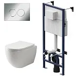 Инсталляция Am.Pm ProC с безободковым унитазом Ceramicanova Mia Rimless сиденье микролифт, сантехфарфор, клавиша смыва, I012707/CN1805/I070151