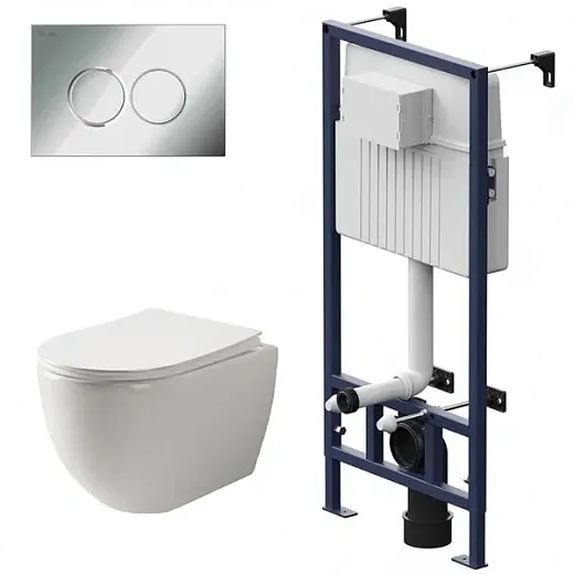 Инсталляция Am.Pm ProC с безободковым унитазом Ceramicanova Mia Rimless сиденье микролифт, сантехфарфор, клавиша смыва, I012707/CN1805/I070151