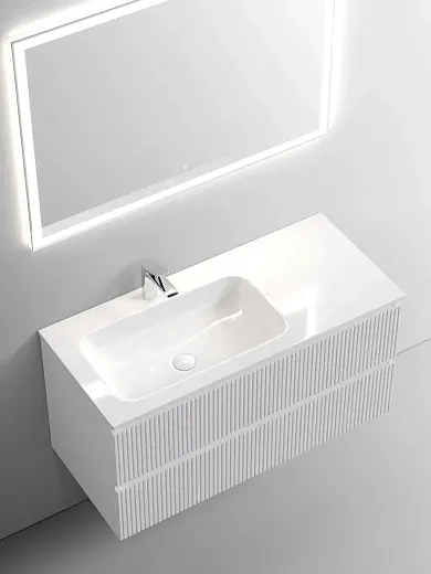 Тумба под раковину Sancos Snob T 100 см подвесная, левая, Bianco, SNT100LW
