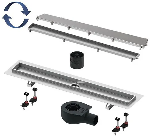 Душевой лоток TECE TECElinus 15103090, 90 см с основой для плитки tile и панелью steel 2 в 1