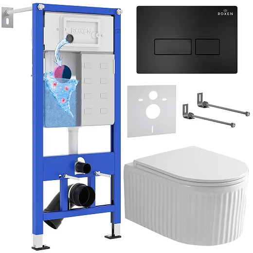 Комплект инсталляции с унитазом 6 в 1 Roxen StounFix Dual Fresh 968211 (состоит из: 710200, Caspia 410280B, 530200-01)