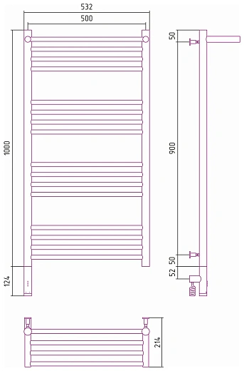 Полотенцесушитель электрический Сунержа Богема 3.0 1000x500 с полкой, сатин, L/R Полотенцесушитель электрический Сунержа Богема 3.0 1000x500 с полкой, сатин, L/R