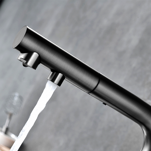 Смеситель PAULMARK SERPENTINE Se213222-GM, (черный/вороненая сталь)