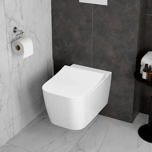 Подвесной унитаз VitrA Metropole Square  безободковый QuantumFlush с сиденьем микролифт, белый, 7906B003-6430