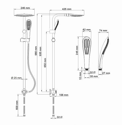 Душевая стойка Wasserkraft A045