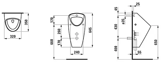 Писсуар Laufen Caprino plus 4206.1.000.000.1 подвесной, с внутренним подводом воды