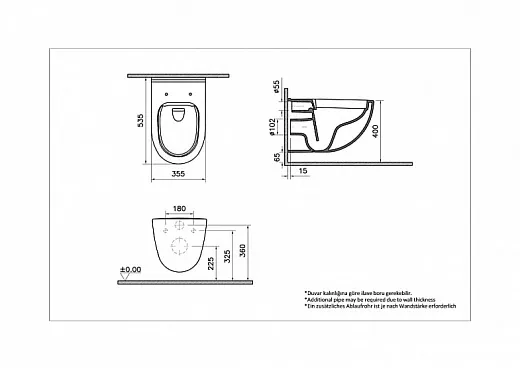 Комплект: подвесной безободковый унитаз S40 SmoothFlush с тонким сиденьем с микролифтом, инсталляцией и панелью управления глянцевый хром [9860B003-7200]