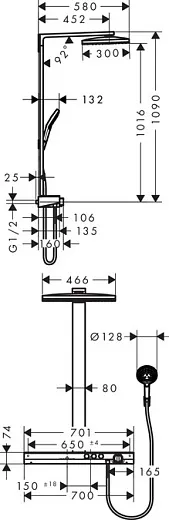 Душевая система Hansgrohe Rainmaker Select 460 2jet Showerpipe 27109400