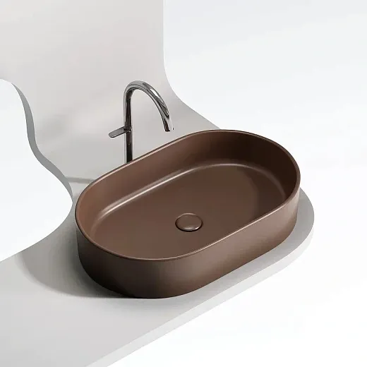 Раковина Ceramicanova Element CN6048MDB, 60 см, сантехфарфор, цвет темно-коричневый матовый