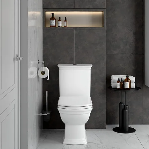 Унитаз напольный компакт VitrA Serenada с сиденьем микролифт, санитарный фарфор, белый, 9722B003-7205