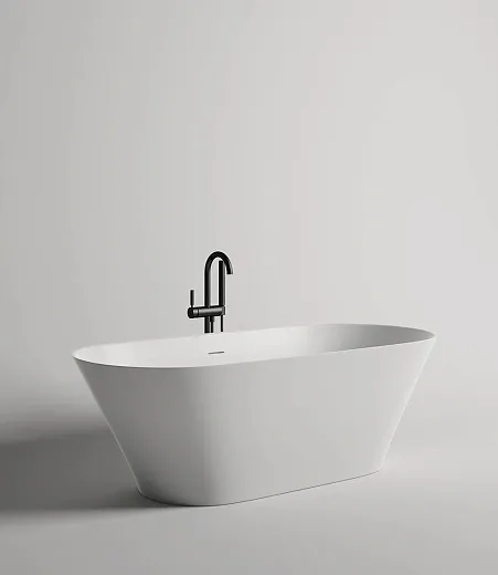 Ванна Salini Mona 102911GF, 180 х 81 см, из искусственного камня S-Sense, цвет белый глянцевый, покраска по RAL полностью