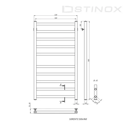 Полотенцесушитель водяной Stinox Sorento 500x1000 без покрытия