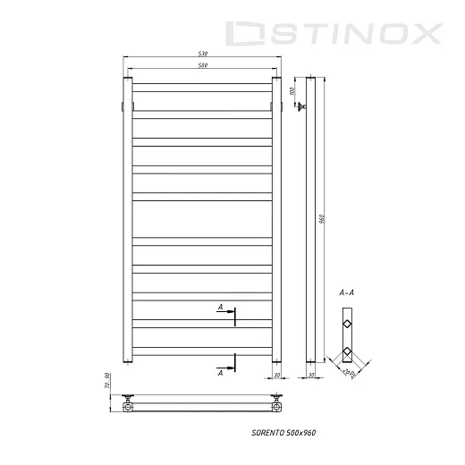 Полотенцесушитель водяной Stinox Sorento 500x1000 без покрытия