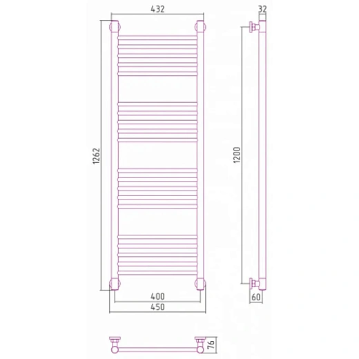 Полотенцесушитель водяной Сунержа Богема+, 1200x400, цвет золото, 03-0220-1240