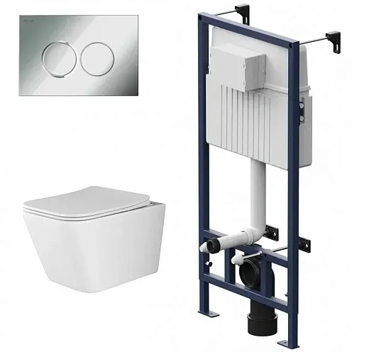 Инсталляция Am.Pm ProC, с безободковым унитазом Ceramicanova Metric Rimless, сиденье микролифт, клавиша смыва, I012707/CN3007/I070151