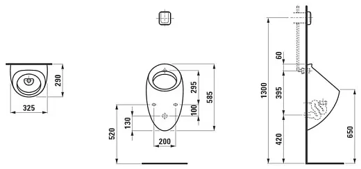 Писсуар Laufen Alessi 4097.5.400.000.1 подвесной, без крышки, без "мухи"