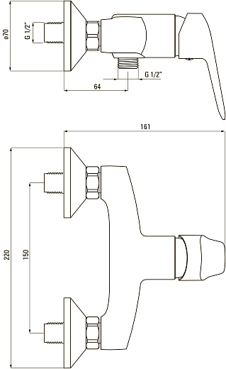 Смеситель для душа Neo BORO BMO_040M хром