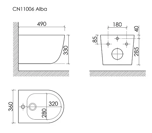 Биде Ceramicanova Alba CN11006, подвесное, белый