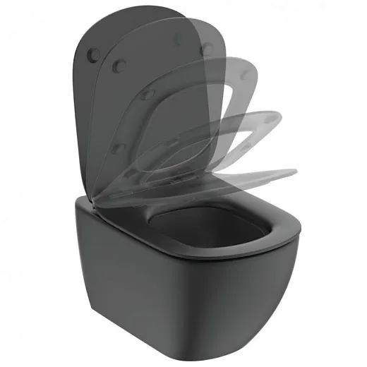 T0079V3+T3527V3 Унитаз подвесной Ideal Standard Tesi AQUABLADE + сиденье тонкое Soft-close, Silk Black