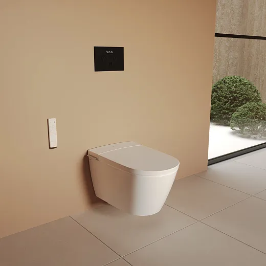 Унитаз подвесной умный  VitrA V-Care 3 Prime крышка микролифт, с функцией биде, пульт ДУ, белый, 7777B403-6399