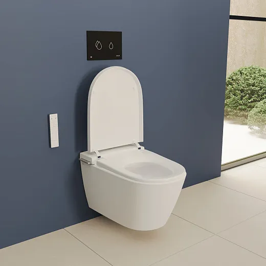 Унитаз подвесной умный  VitrA V-Care 3 Prime крышка микролифт, с функцией биде, пульт ДУ, белый, 7777B403-6399
