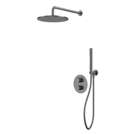 Термостатическая душевая система скрытого монтажа WHITECROSS Y YSET08GM (оружейная сталь)