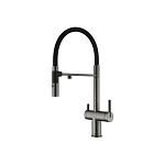 Смеситель PAULMARK GRAVITY Gr213888-GM черный / вороненая сталь, с гибким изливом