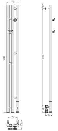 Полотенцесушитель электрический Сунержа Терция 3.0 (правый) 1200х106 золото Полотенцесушитель электрический Сунержа Терция 3.0 (правый) 1200х106 золото
