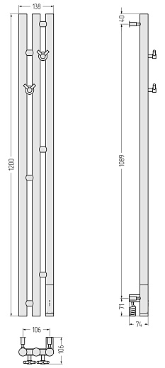 Полотенцесушитель электрический Сунержа Терция 3.0 (правый) 1200х106 золото